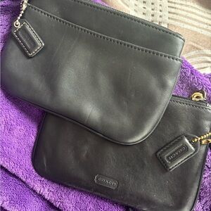 Set of 2 Authentic Coach Leather Wristlets/Pouches – Black Leather